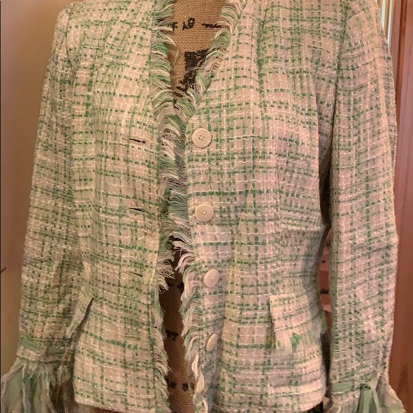 EUC lined jacket ribbon sleeves 4 button closure - Picture 1 of 15